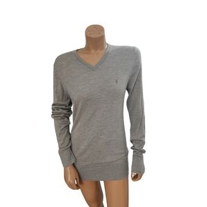 All Saints Merino Wool VNeck Sweater Medium Taupe Beige